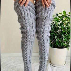 Knit thigh high socks